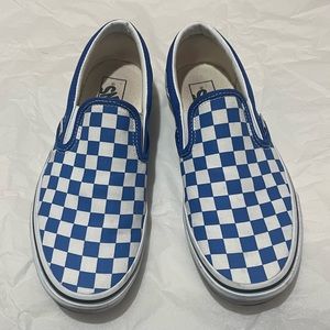 Vans classic slip-on checkerboard shoe, royal blue- M 7.5/W 9.
